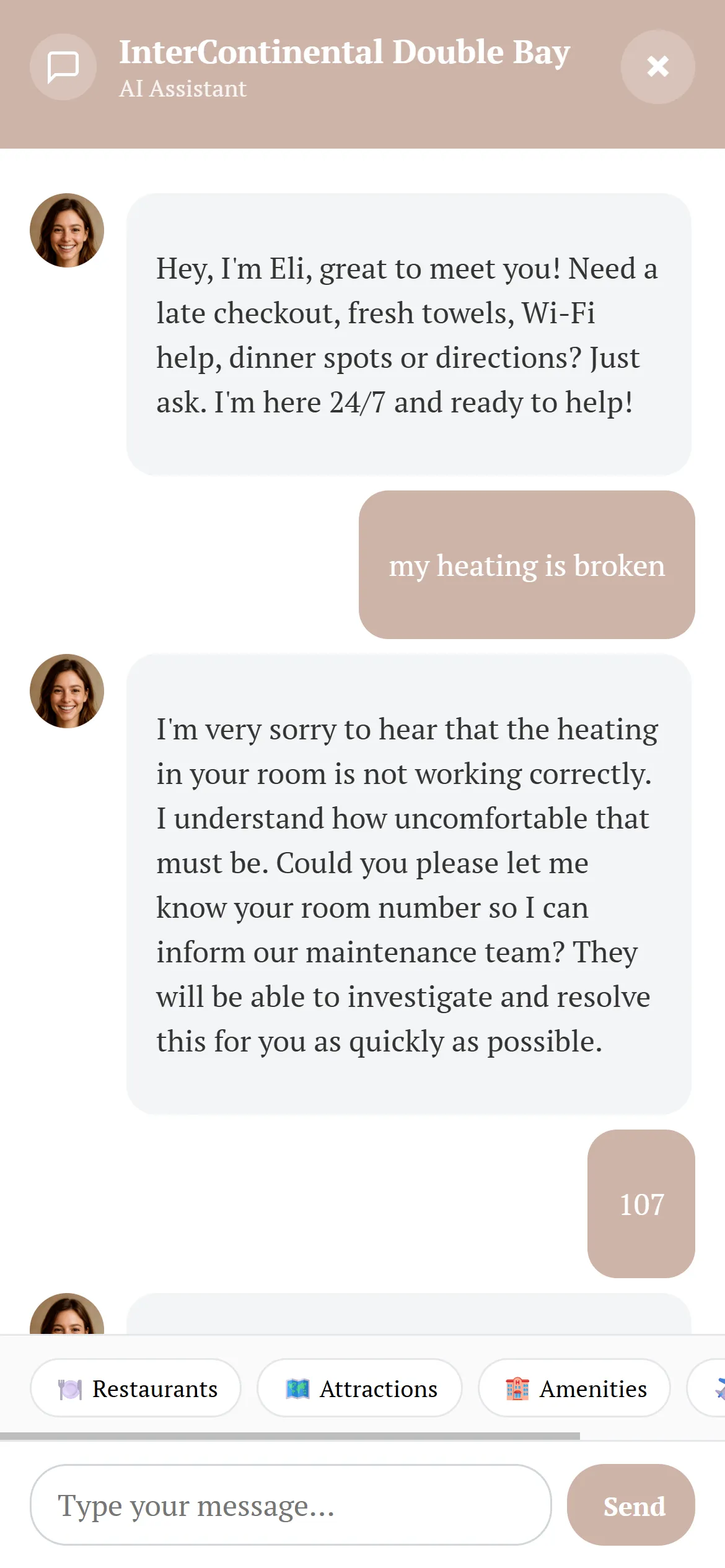 AI receptionist chat
